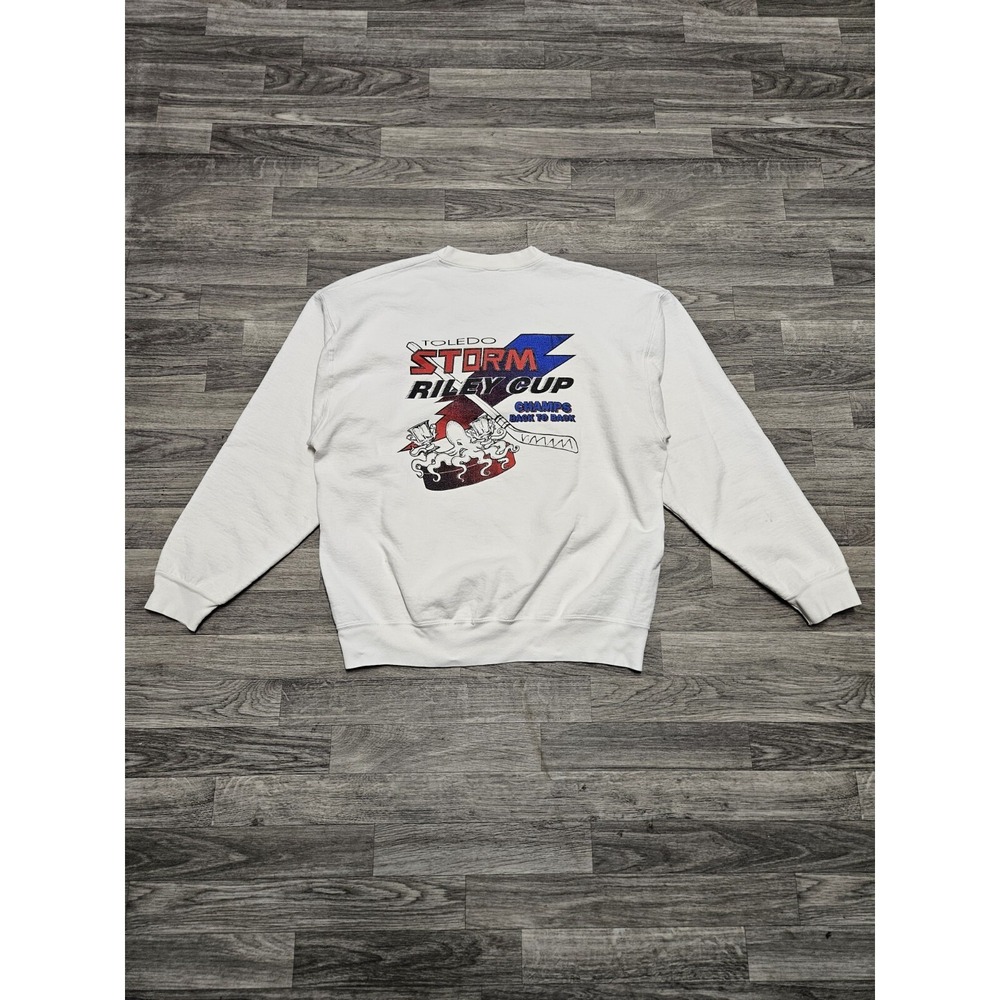 Vintage 90's Toledo Storm Hockey Riley Cup Back To Back Champs Sweatshirt XL USA
